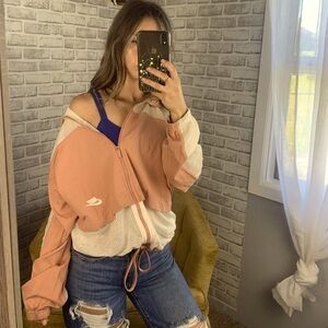 Nike // zip up pink mesh jacket